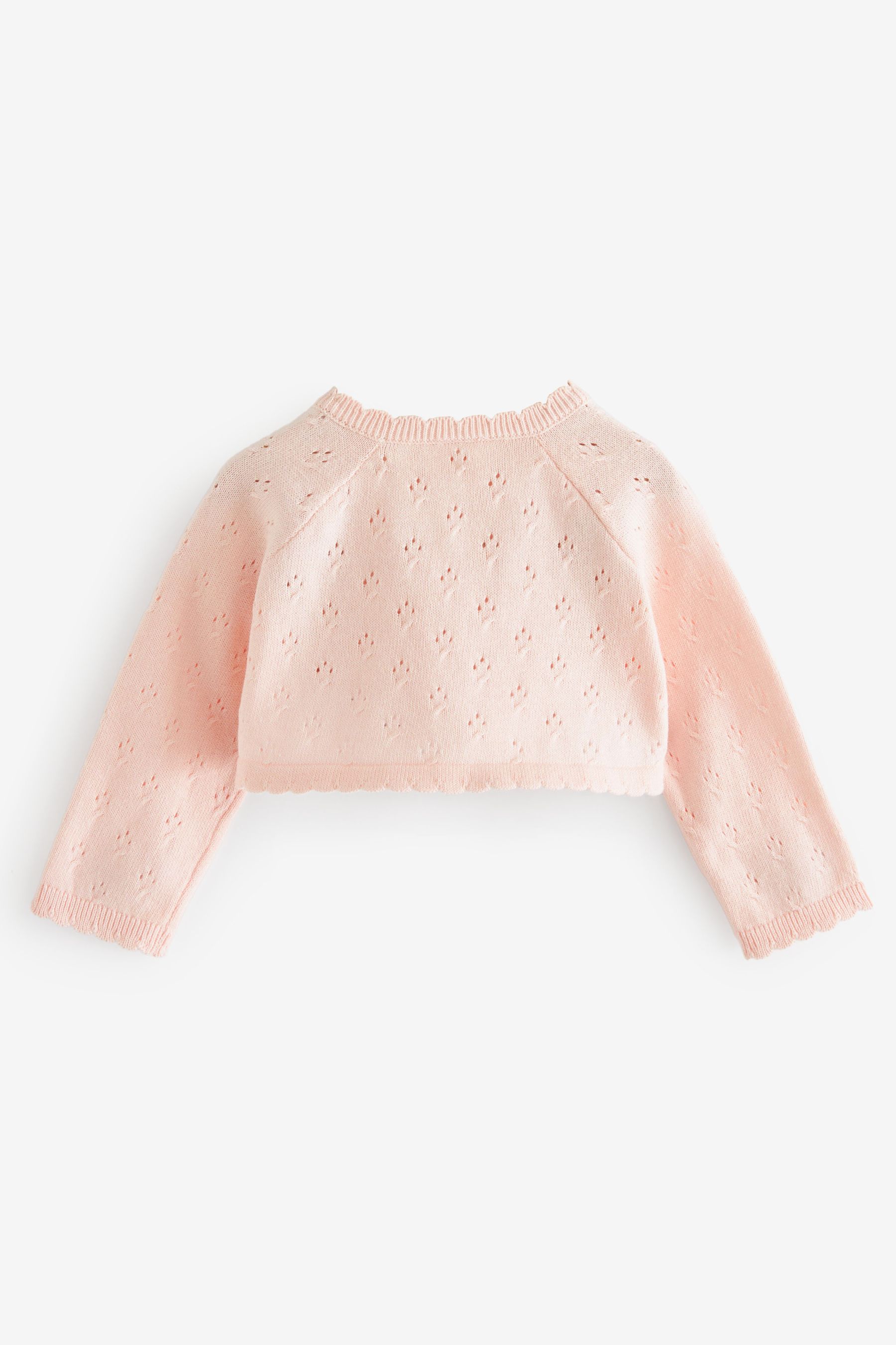 Buy Pink Baby Pointelle Shrug Knitted 100 Cotton Cardigan 0mths 2yrs from Next Luxembourg