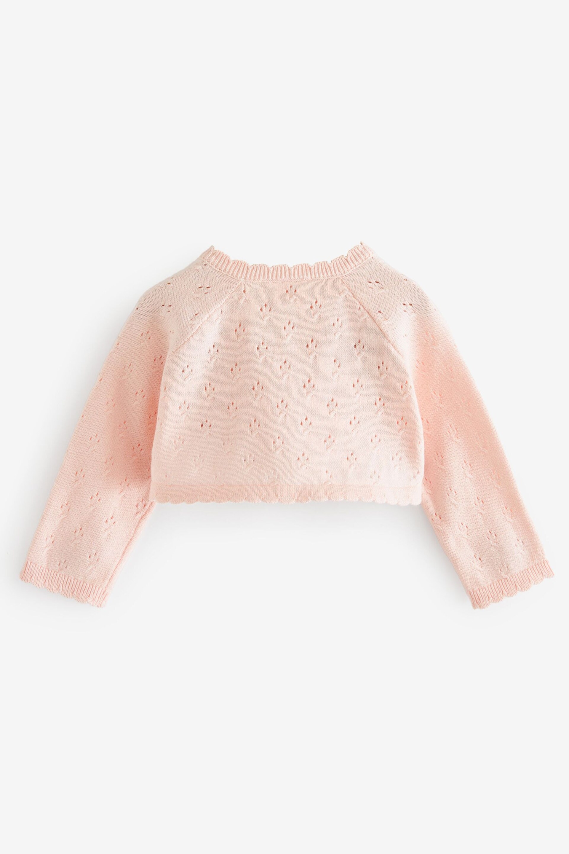 Pink Baby Pointelle Shrug Knitted Cardigan (0mths-2yrs) - Image 2 of 3