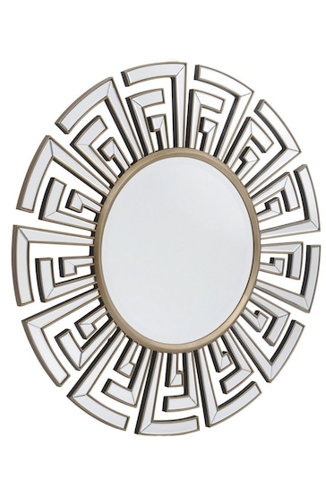 Libra Interiors Gold Claridge Deco Round Mirror