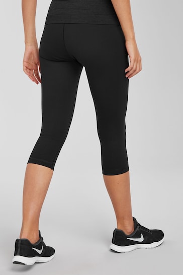 Black Tummy Control High Waisted Cropped Sculpting Leggings