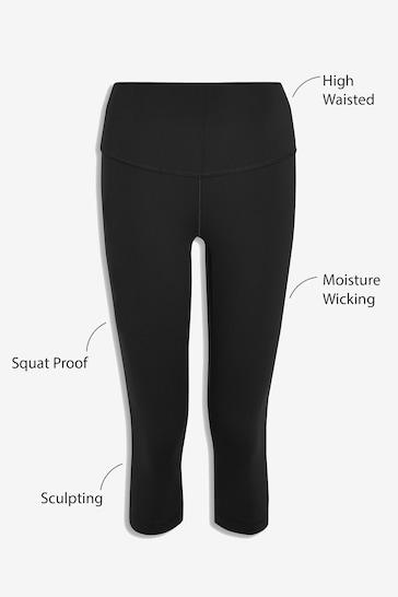 Buy Black Tummy Control High Waisted Cropped Sculpting Leggings