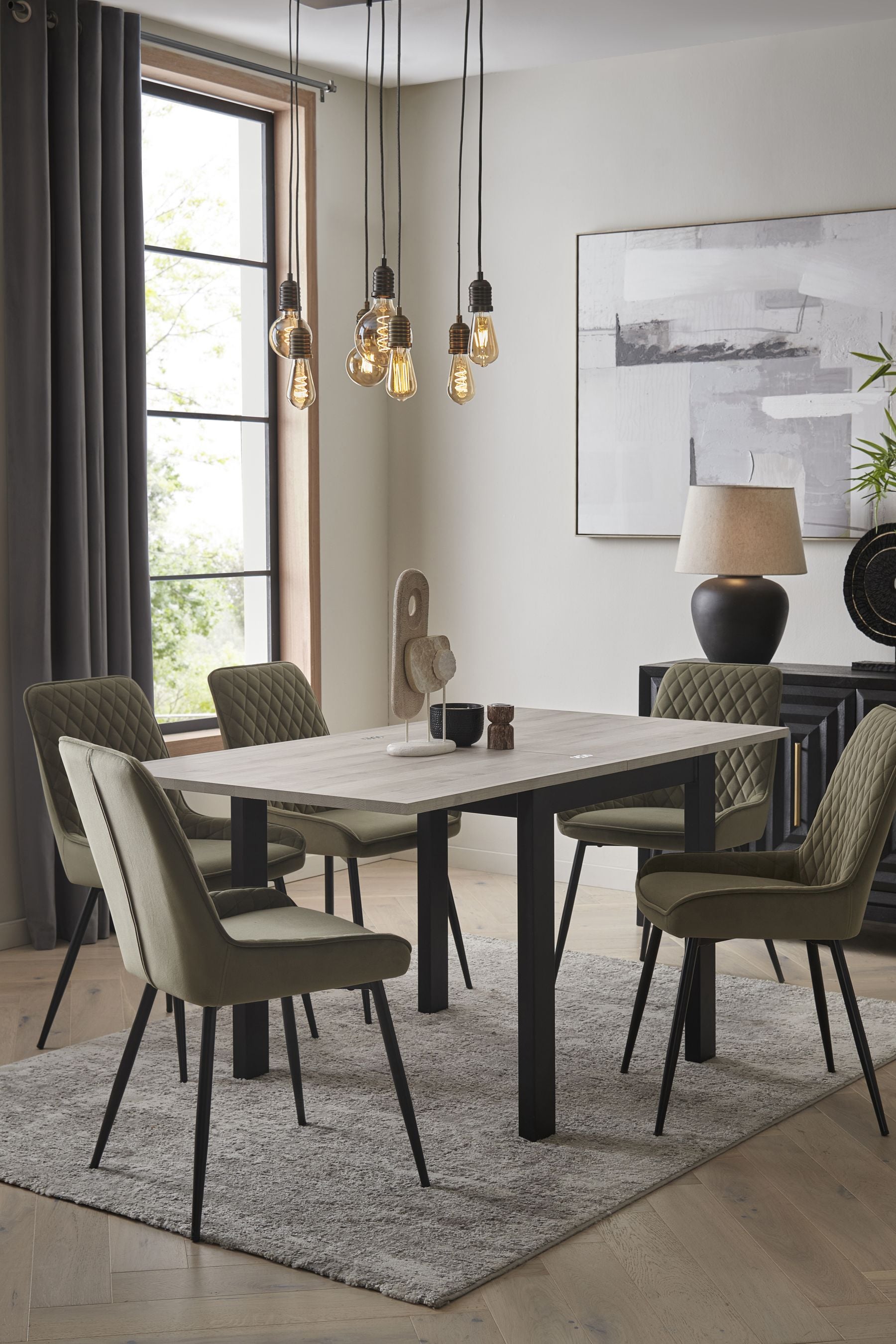 Oak effect dining table and chairs deals