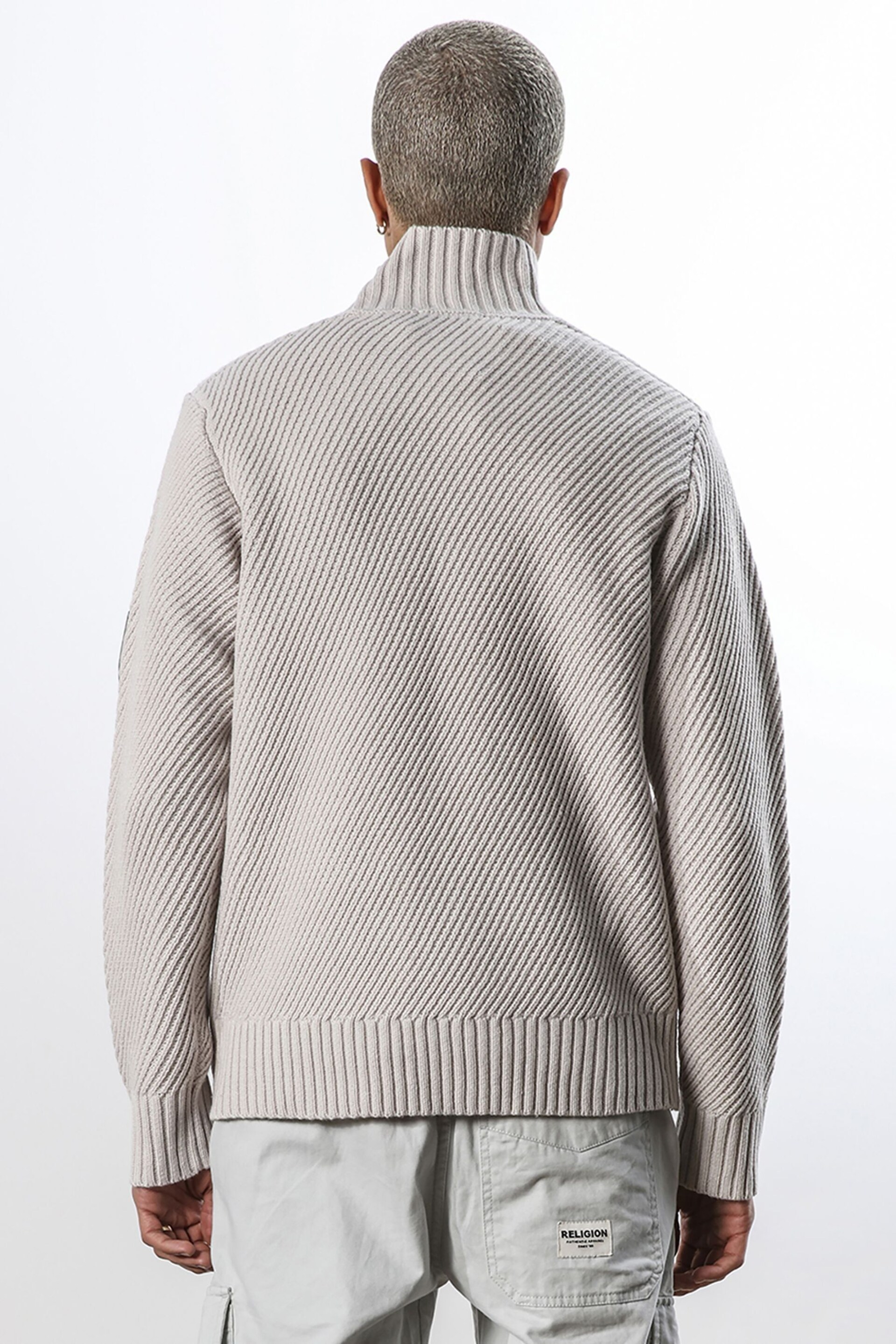 Religion Natural Relaxed Fit Roll Neck Knit Jumper With Ribbed Trims - Image 2 of 5