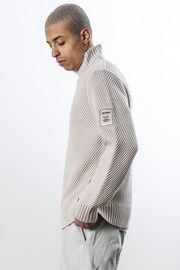 Religion Natural Relaxed Fit Roll Neck Knit Jumper With Ribbed Trims - Image 3 of 5