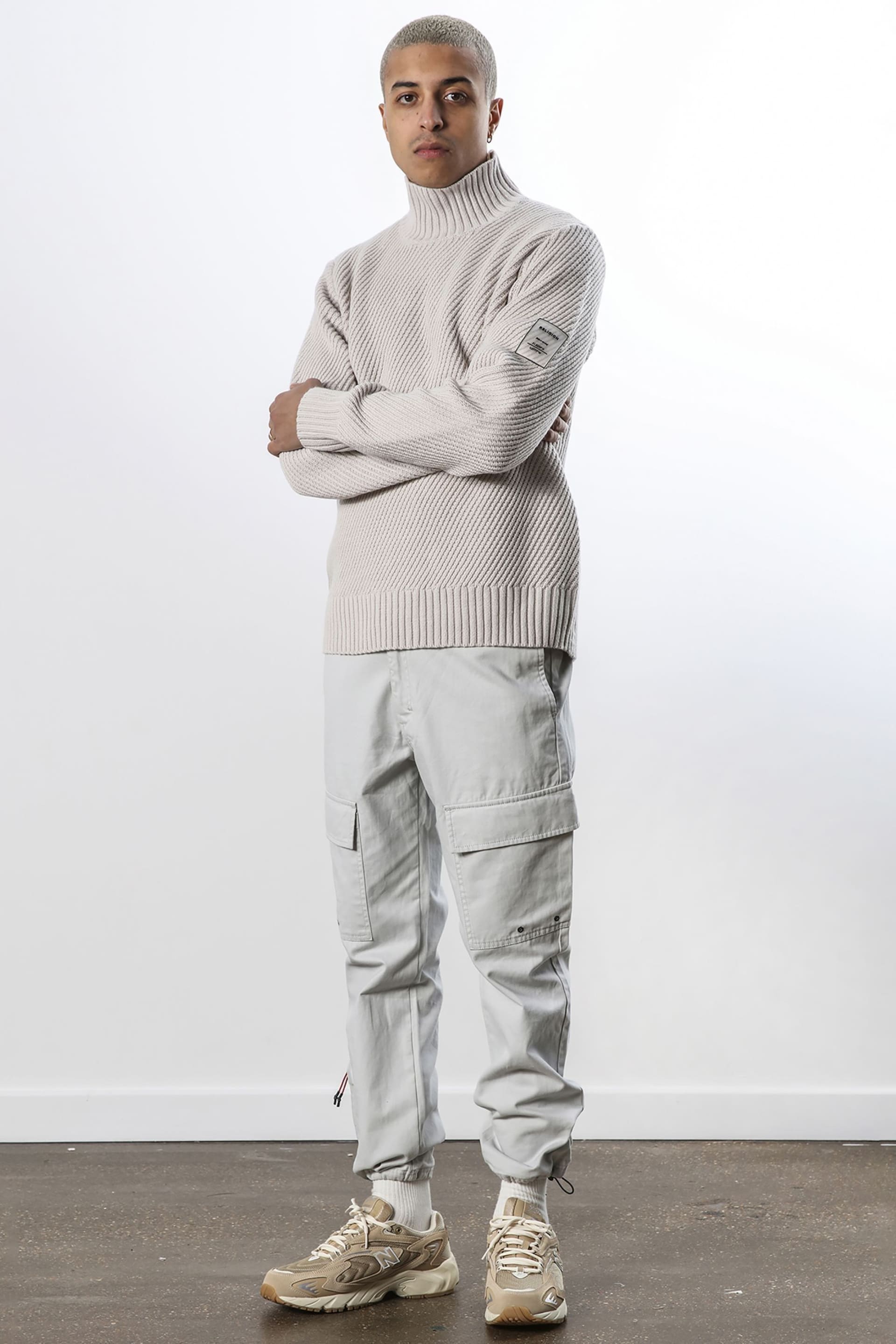 Religion Natural Relaxed Fit Roll Neck Knit Jumper With Ribbed Trims - Image 4 of 5