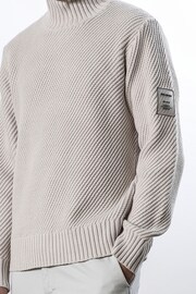 Religion Natural Relaxed Fit Roll Neck Knit Jumper With Ribbed Trims - Image 5 of 5