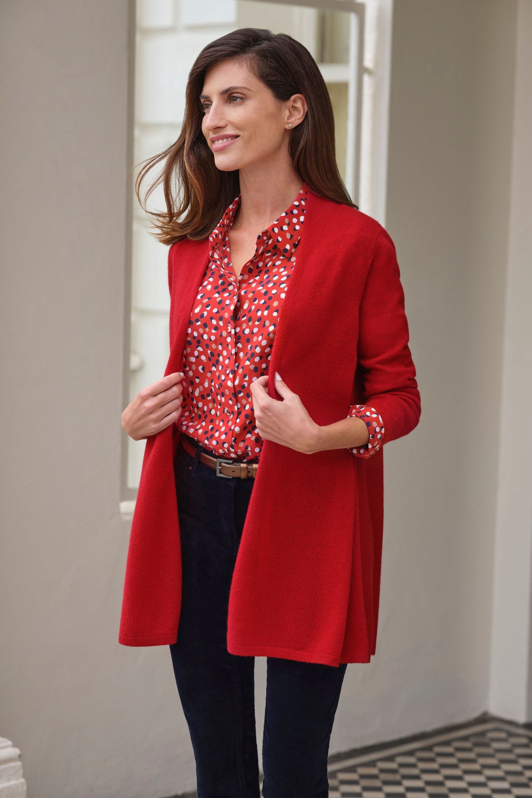 Buy Pure Collection Red Gassato Lightweight Cashmere Swing Cardigan from the Next UK online shop