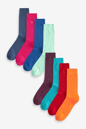 Bright Multi 8 Pack Embroidered Lasting Fresh Socks