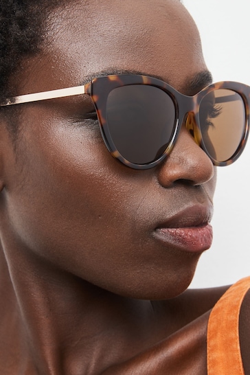 Brown/Cream Polarised Cat Eye Sunglasses