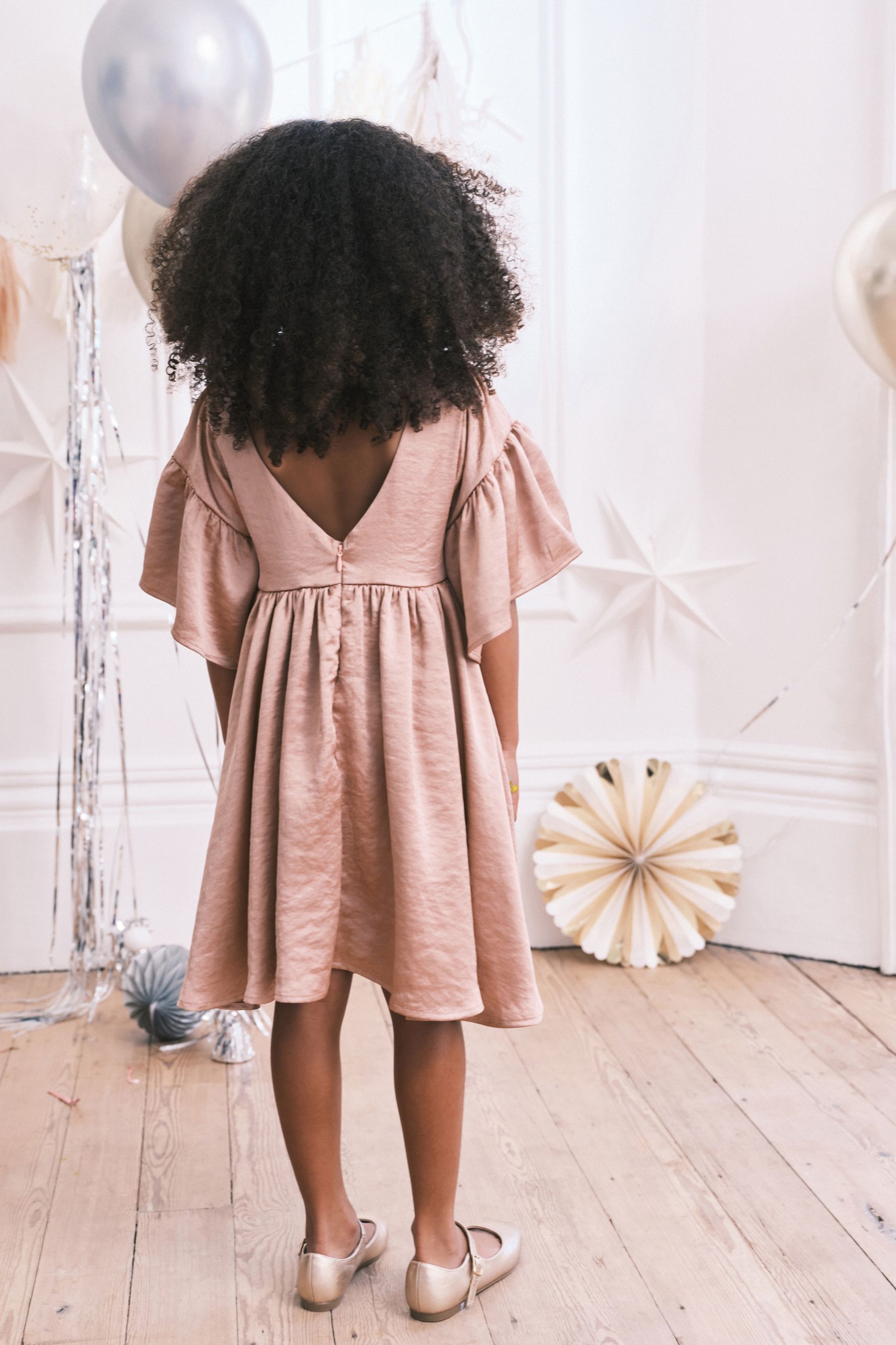 Dusky pink satin dress shop
