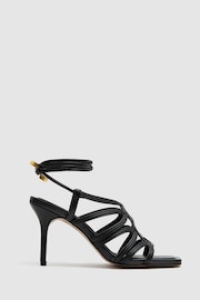 Reiss Black Keira Strappy Open Toe Heeled Sandals - Image 1 of 5