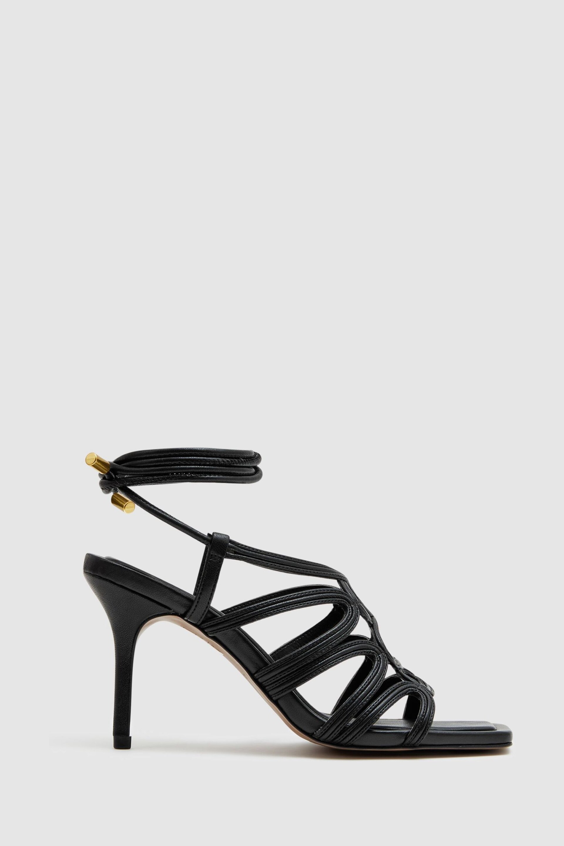 Reiss Black Keira Strappy Open Toe Heeled Sandals - Image 1 of 5