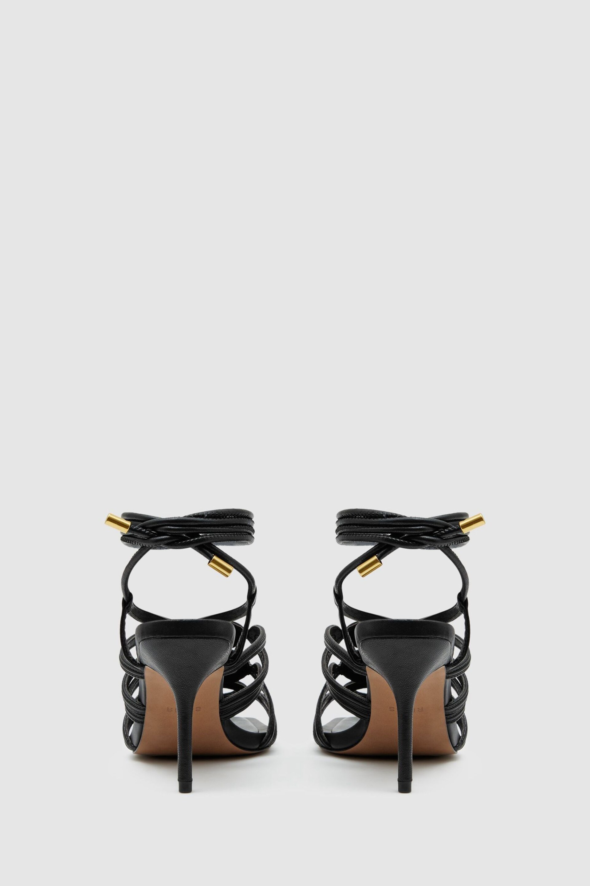 Reiss Black Keira Strappy Open Toe Heeled Sandals - Image 4 of 5