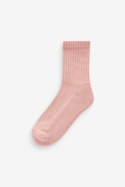 Grey/Pink/Khaki Green 4 Pack Cotton Rich Cushioned Footbed Ribbed Ankle Socks - Image 3 of 5