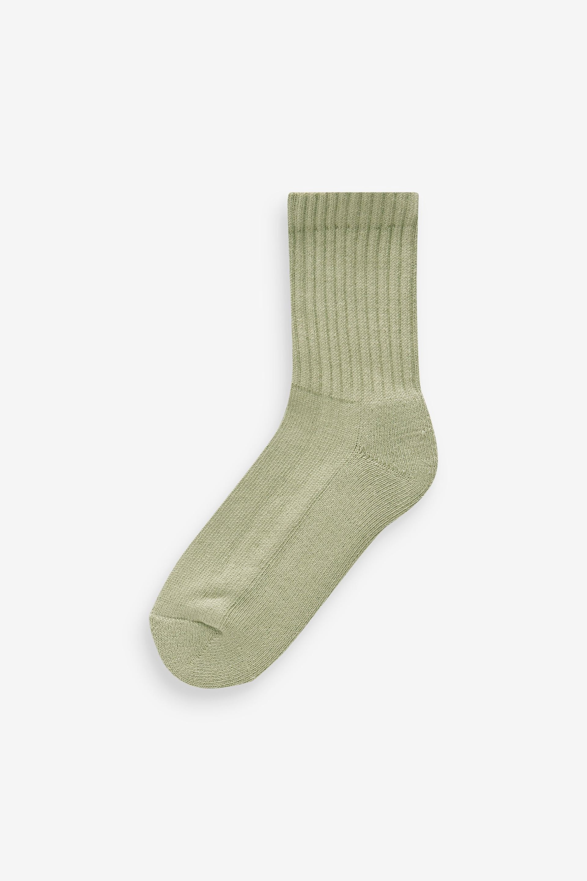 Grey/Pink/Khaki Green 4 Pack Cotton Rich Cushioned Footbed Ribbed Ankle Socks - Image 4 of 5