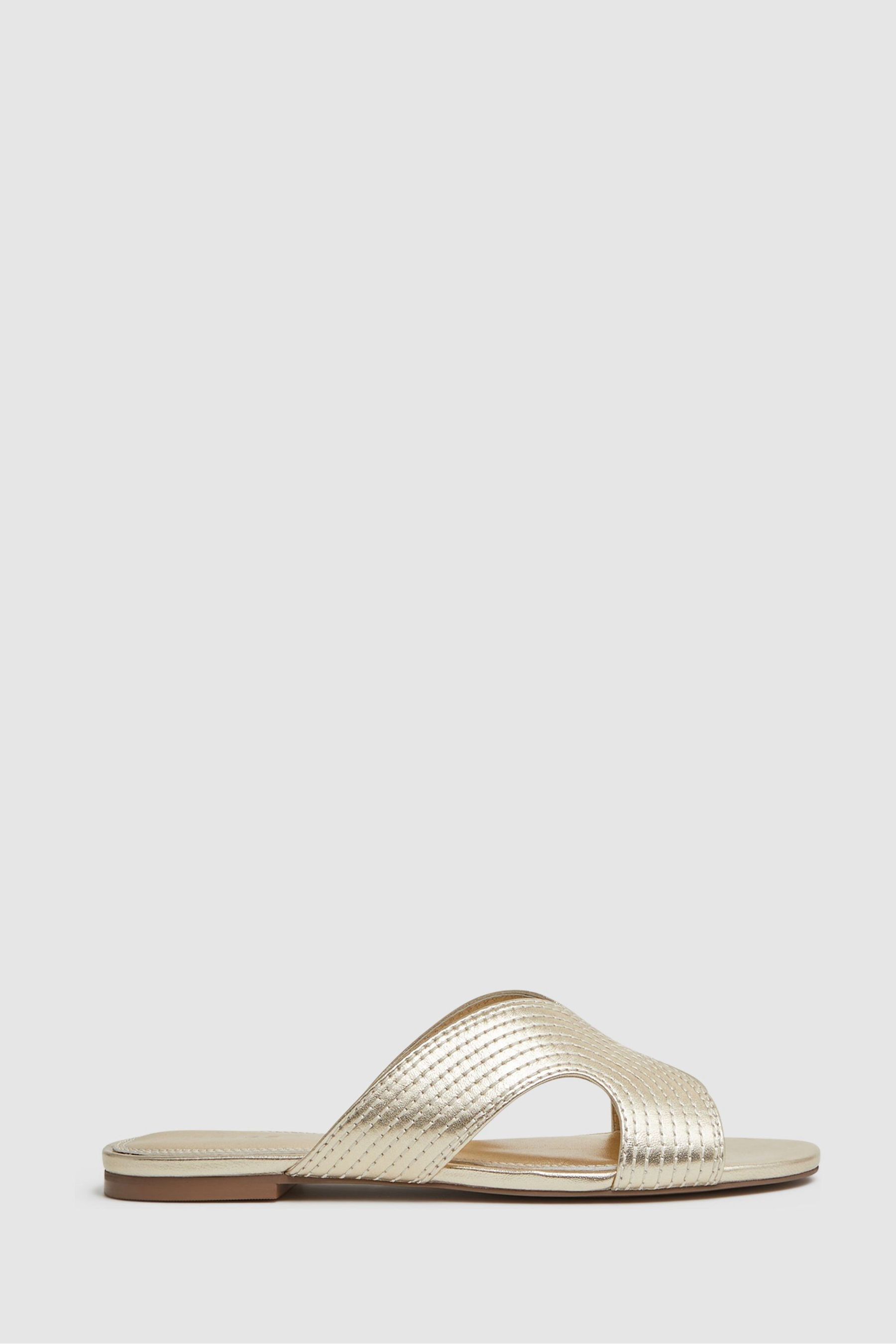 Buy Reiss Gold Rose Leather Slip On Sandals from Next USA