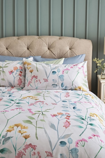 Pastel Isla Watercolour Floral 100% Cotton Duvet Cover and Pillowcase Set