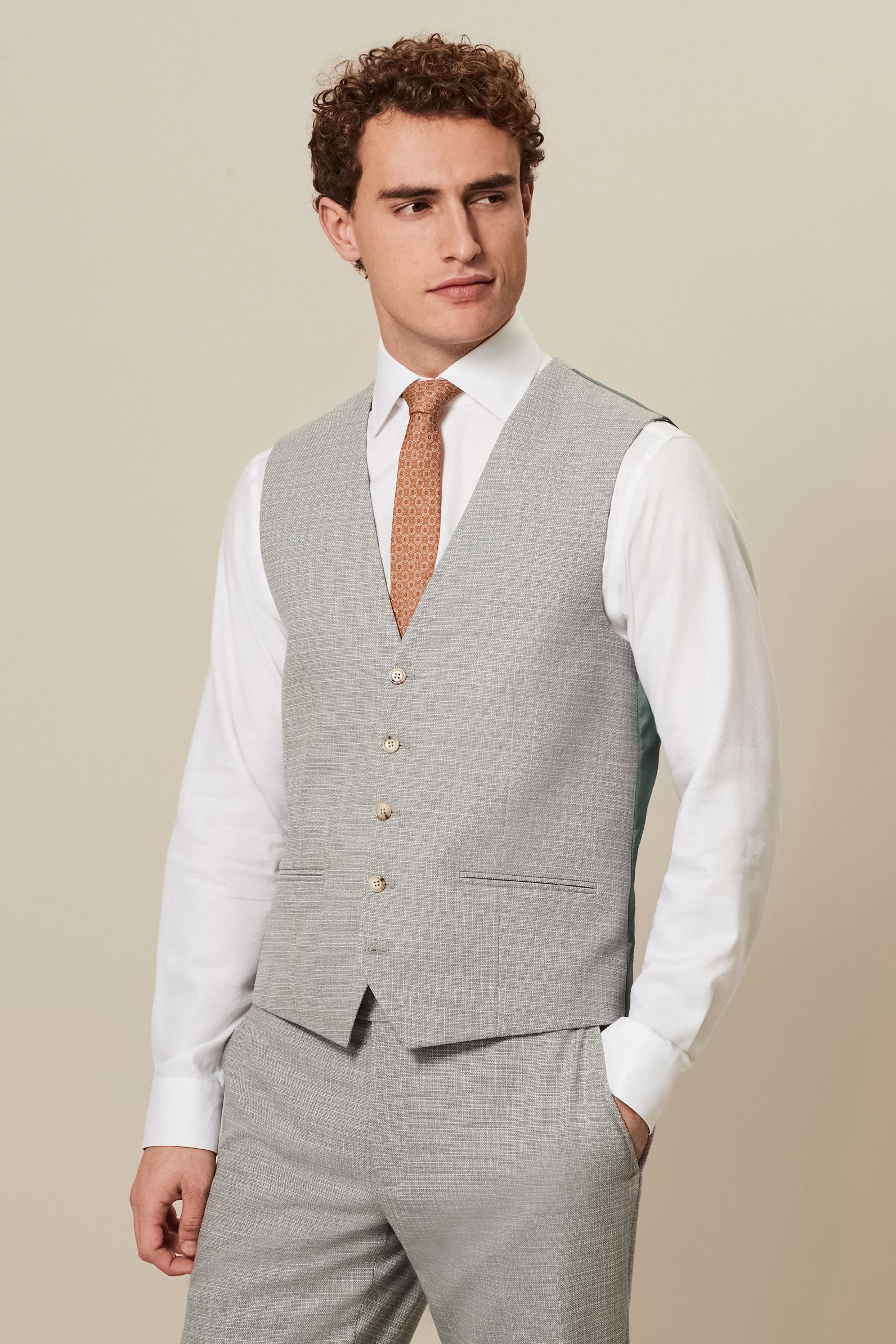 Grey textured waistcoat shop