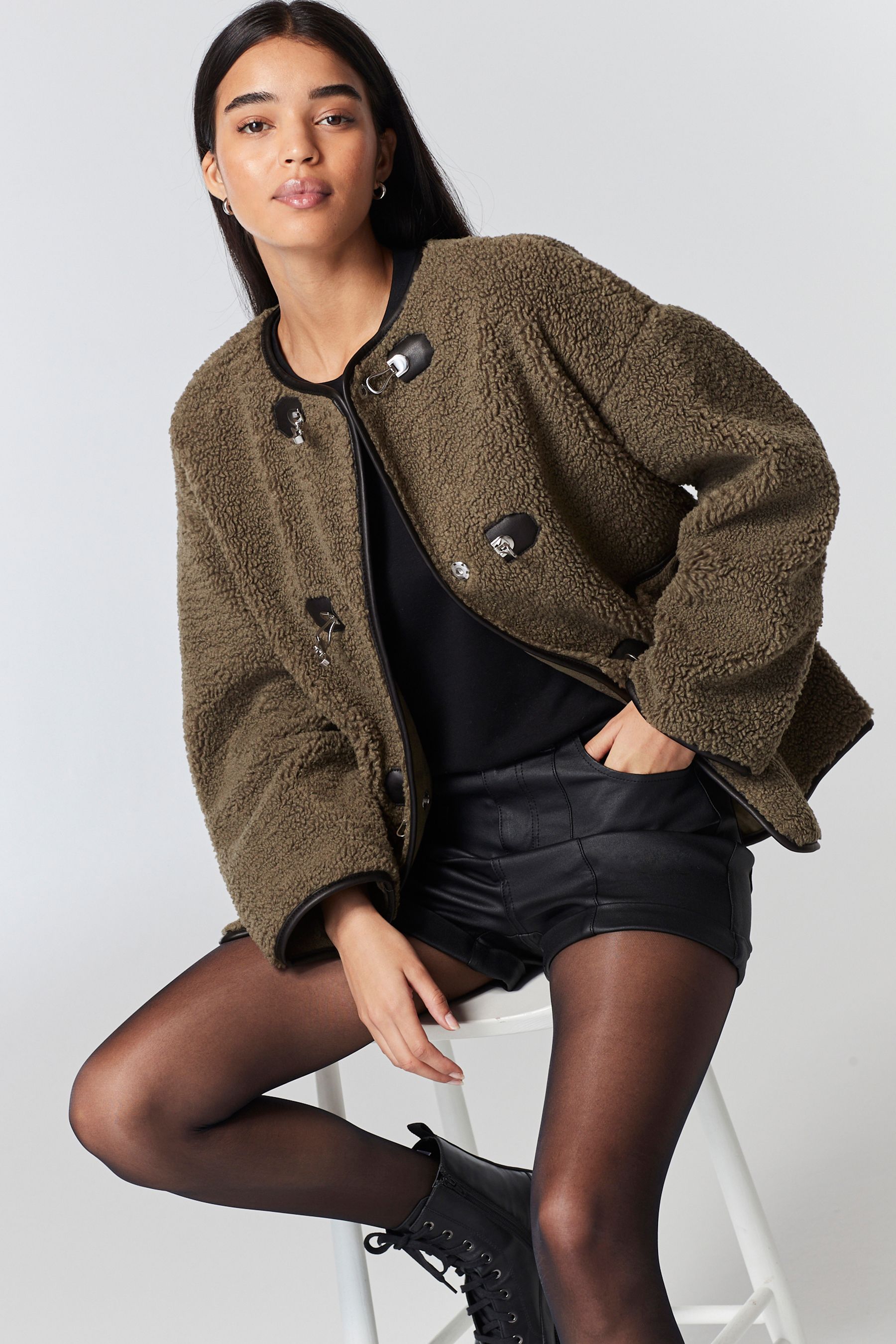 Khaki teddy jacket shop