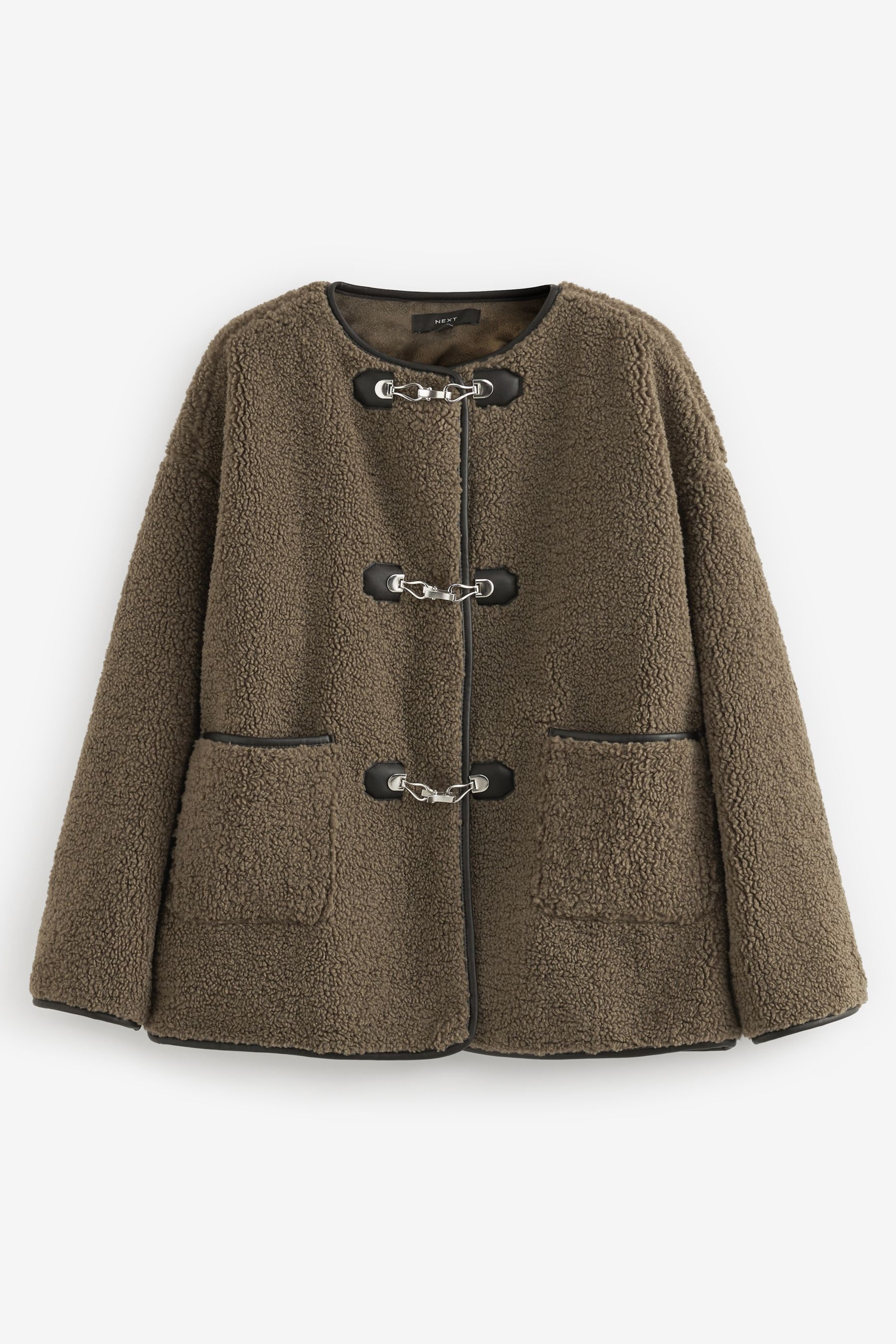 Buy Khaki Green Teddy Borg Duffle Jacket from Next Luxembourg
