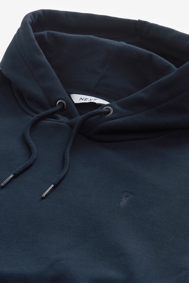 Navy Blue Regular Fit Jersey Cotton Rich Overhead Hoodie - Image 7 of 8