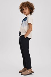 Reiss Grey/Blue Multi Parc Junior Mercerised Cotton Cuban Collar Shirt - Image 1 of 4
