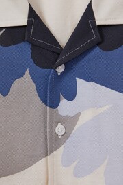 Reiss Grey/Blue Multi Parc Junior Mercerised Cotton Cuban Collar Shirt - Image 4 of 4