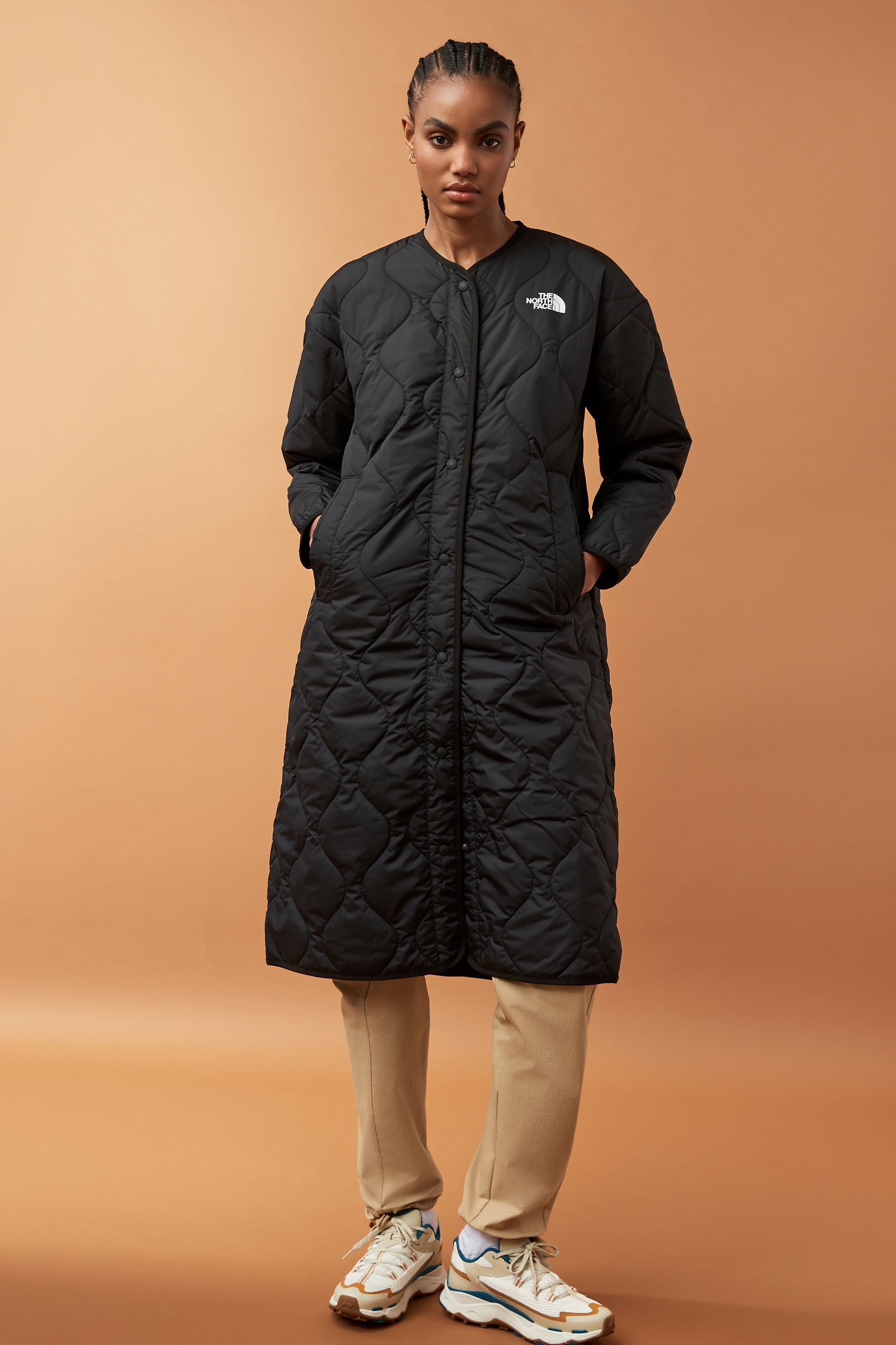 Black long north face coat top