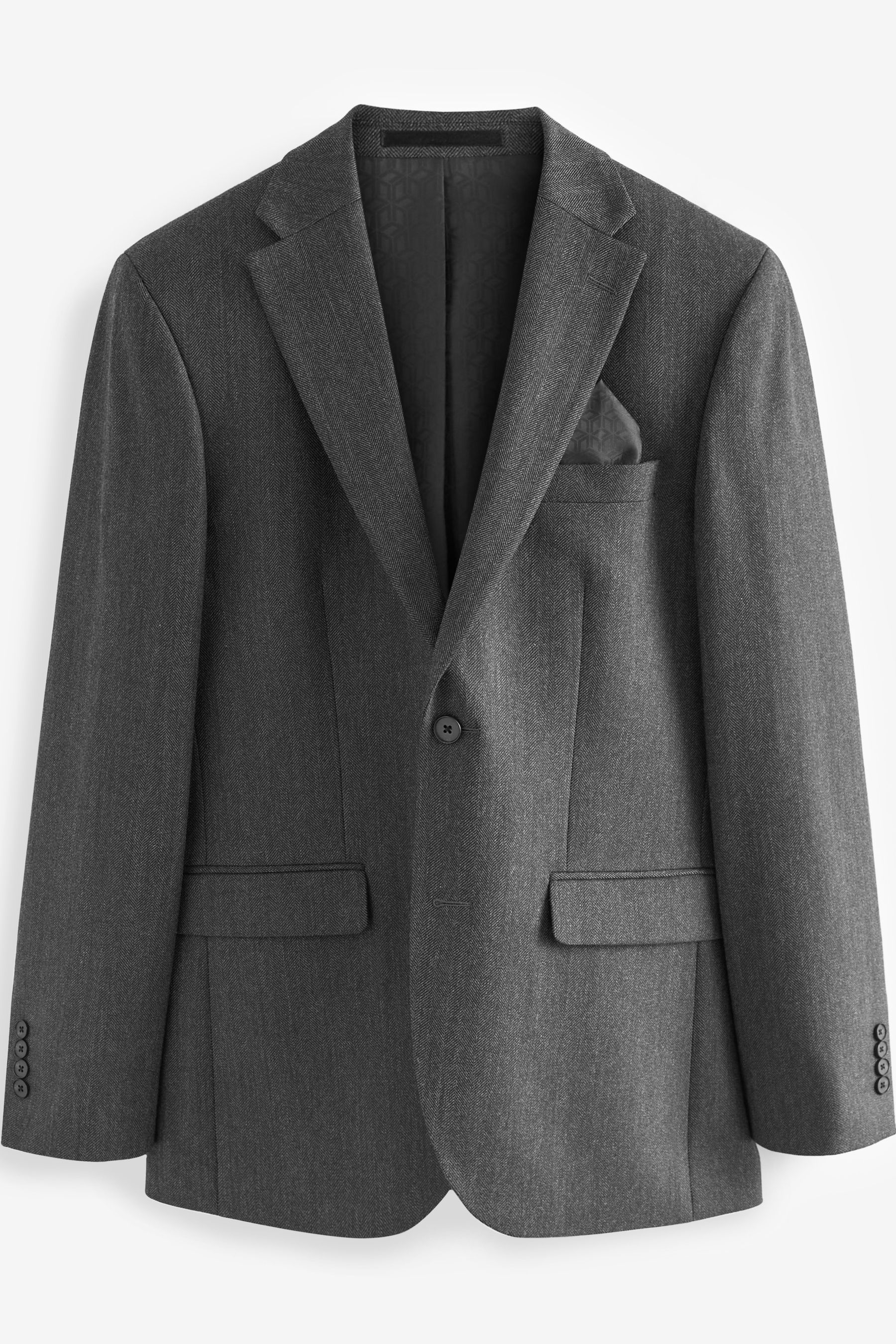 Buy Grey Tailored Wool Blend Herringbone Suit Jacket from Next Luxembourg