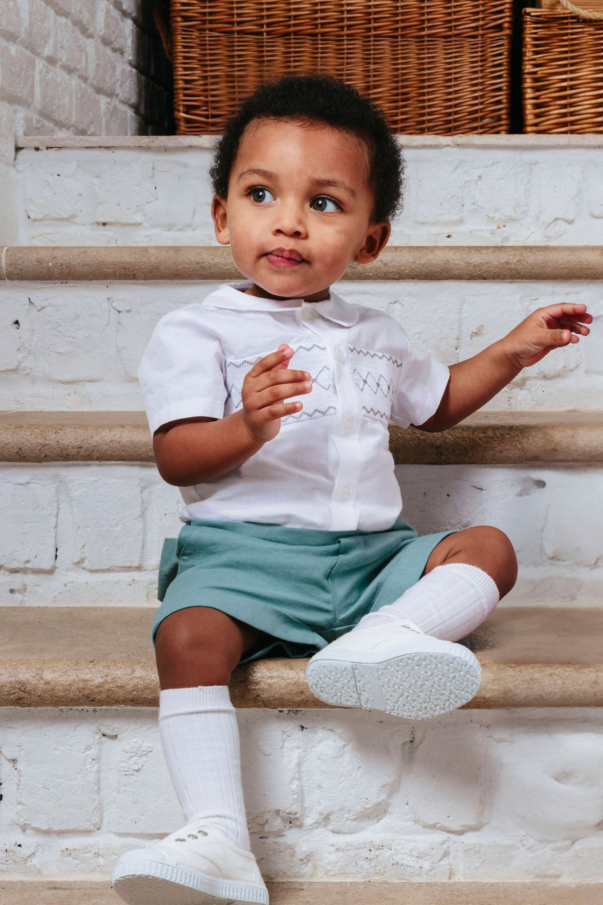 Trotters London Green Little Sage The Smocked Rupert Set - Image 1 of 5