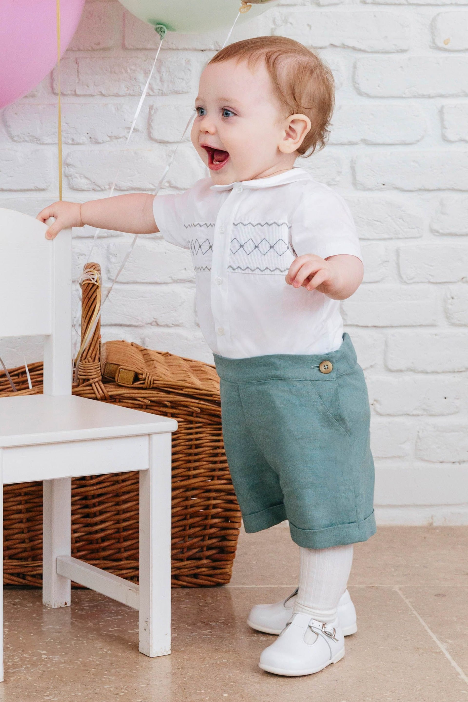 Trotters London Green Little Sage The Smocked Rupert Set - Image 2 of 5