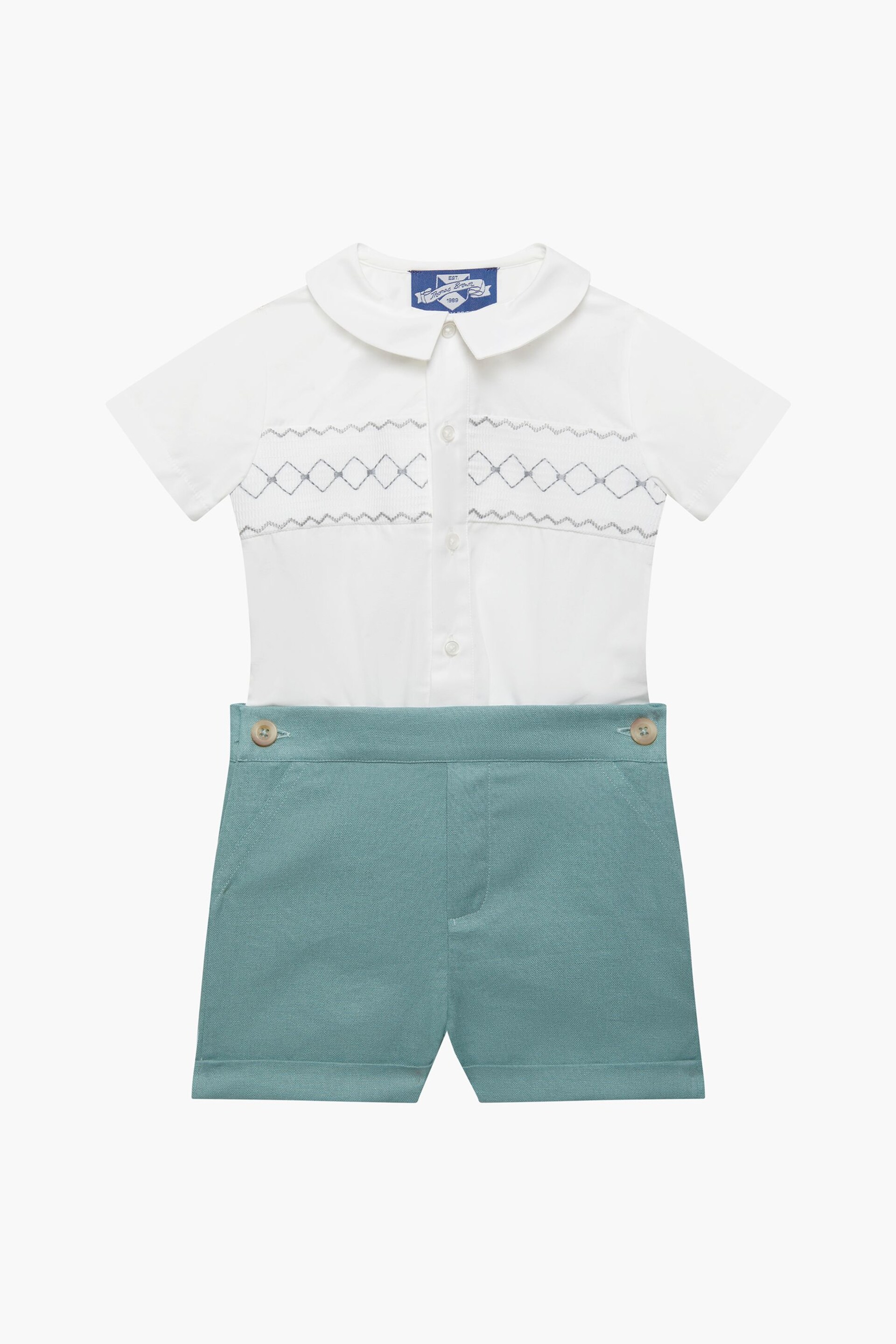 Trotters London Green Little Sage The Smocked Rupert Set - Image 3 of 5