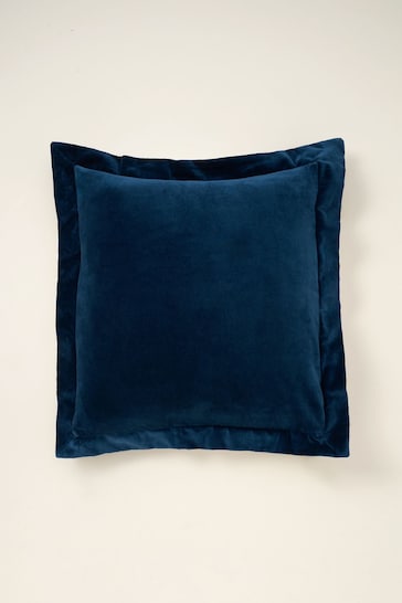 Truly Blue Velvet Flange Square Cushion