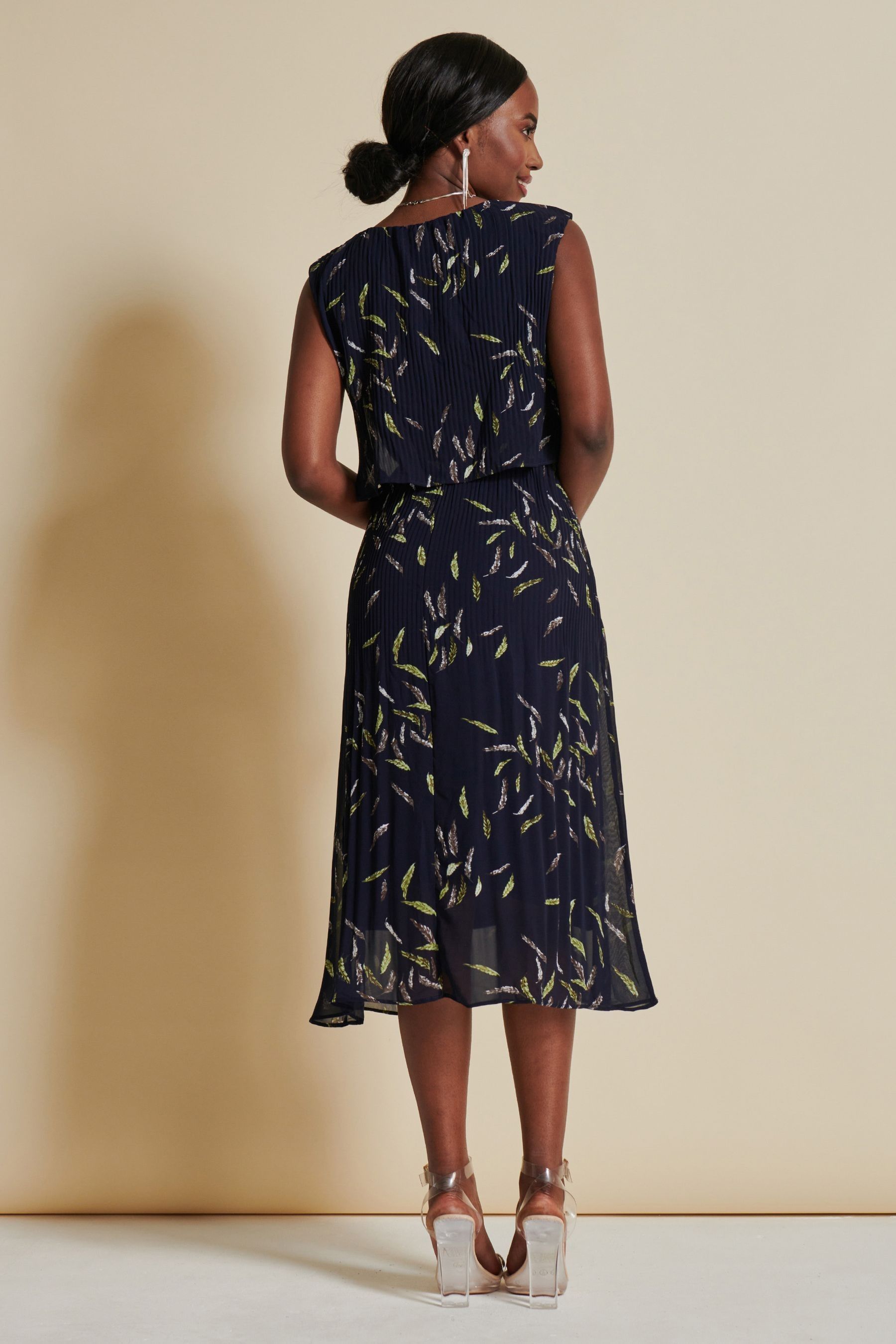 Navy chiffon overlay dress online