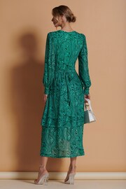 Jolie Moi Green Abstract Mesh Midi Dress - Image 2 of 6