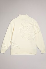 Ted Baker Cream Chalayy Fringed Jacquard Placement Sweater - Image 5 of 7