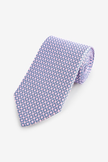 Pink/Light Blue Link Signature Made In Italy Design Tie