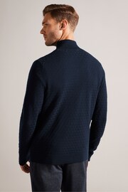 Ted Baker Blue Animal Kurnle T Stitch Knitted Half Zip T-Shirt - Image 2 of 6