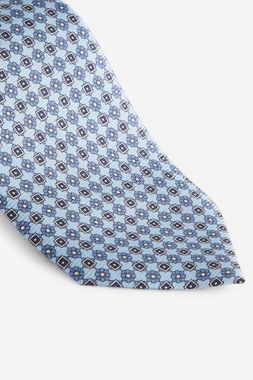 Light Blue Geometric Signature Made In Italy Design Tie