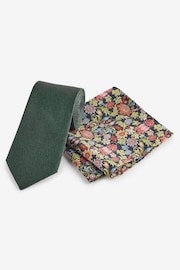 Dark Green/Floral Signature Made In Italy Tie And Pocket Square Set - Image 1 of 5
