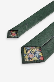 Dark Green/Floral Signature Made In Italy Tie And Pocket Square Set - Image 3 of 5
