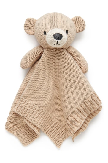 Purebaby Brown Knitted Bear Comforter
