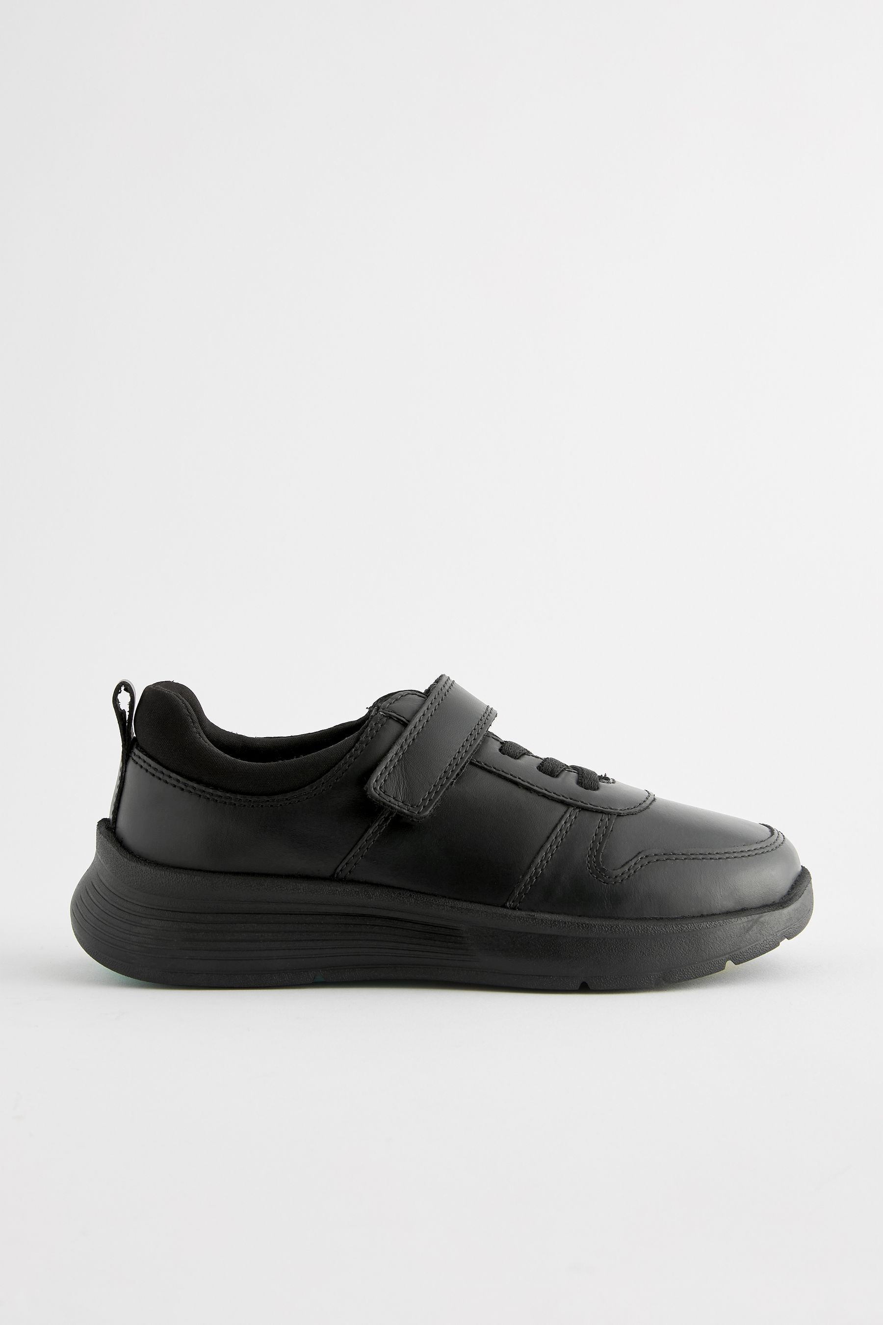 Buy Black Wide Fit G Leather 1 Strap Elastic Lace School Shoes from Next Luxembourg