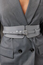 Grey Leather Wide Corset Belt - Image 2 of 4