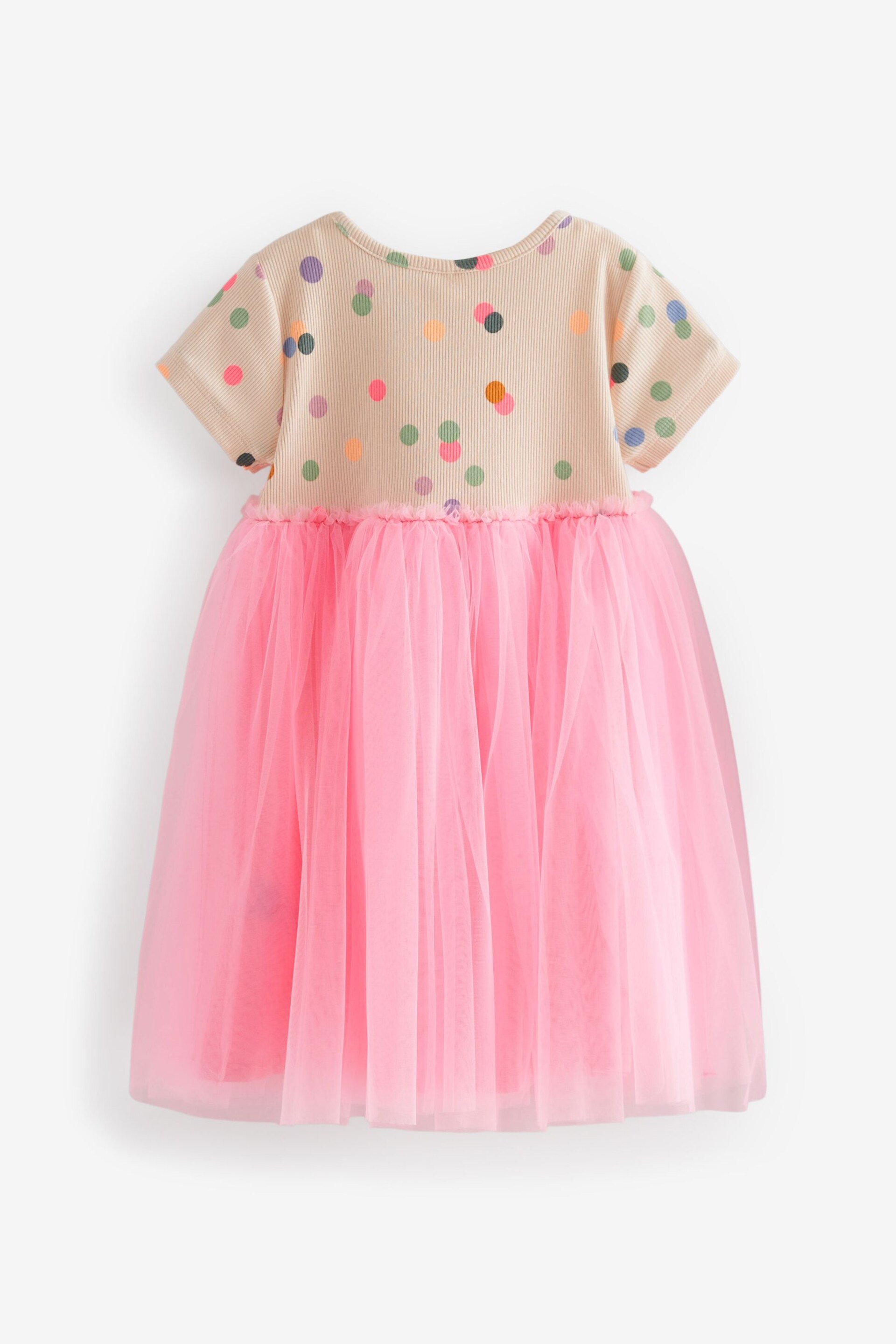 Pink Polka Dot Short Sleeve Tutu Dress (3mths-7yrs) - Image 7 of 8