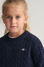 GANT Kids Shield Cotton Cable Knit Crew Neck Sweater - Image 4 of 6