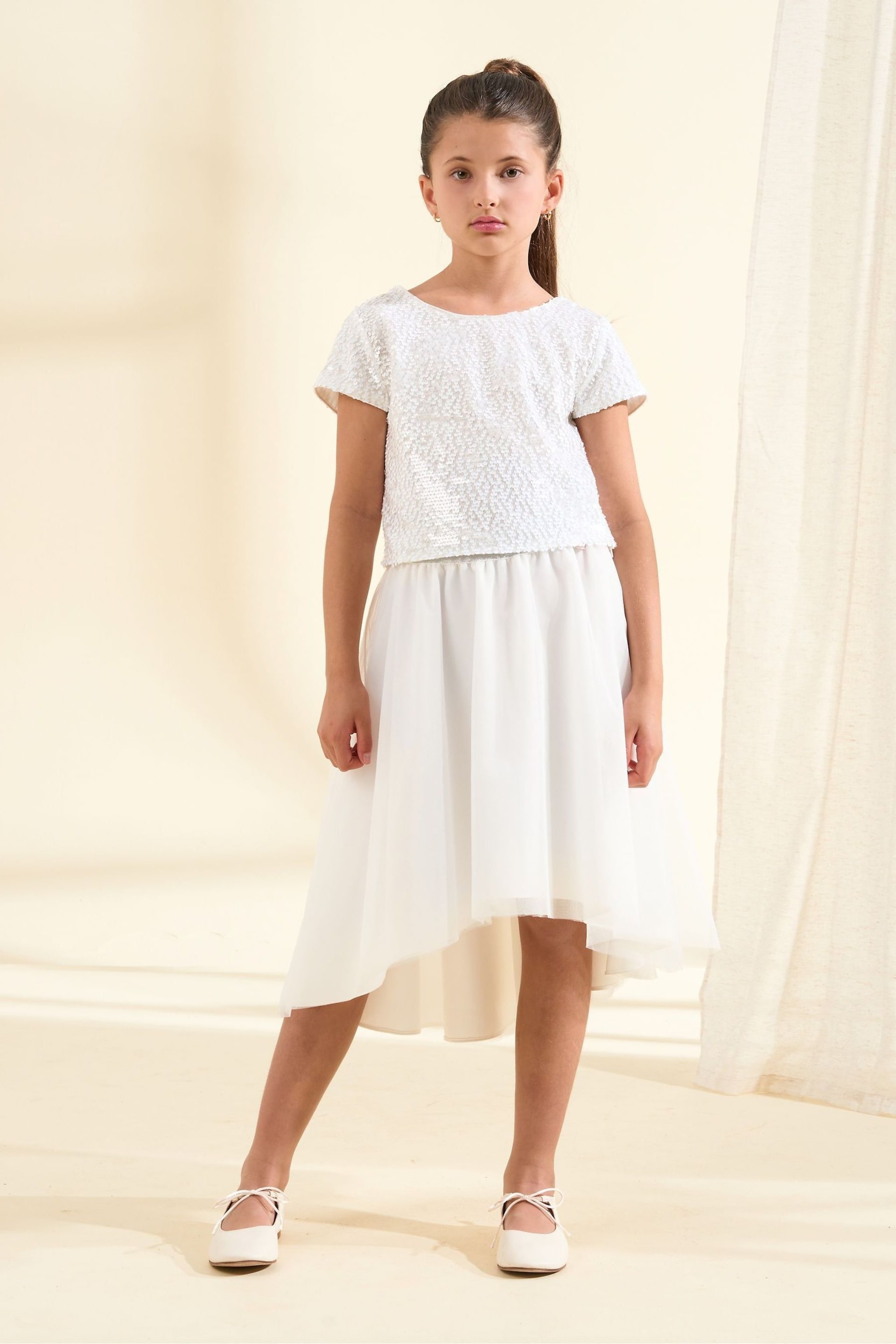 Angel & Rocket White Sequin Leonie Top & Skirt Set - Image 3 of 5
