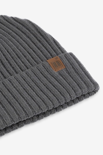 Charcoal Grey Knitted Rib Beanie Hat (1-16yrs)