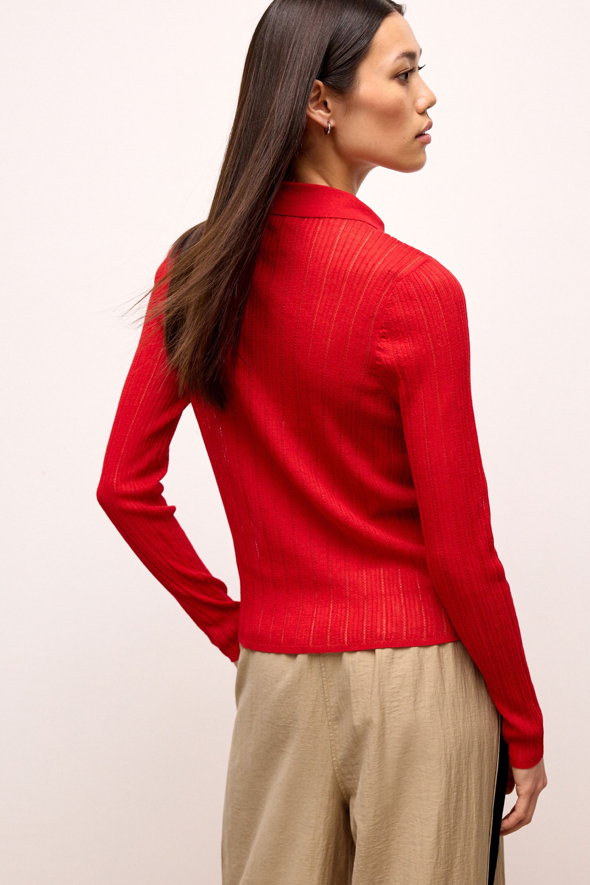 Red Gem Button Polo Neck Jumper - Image 3 of 6