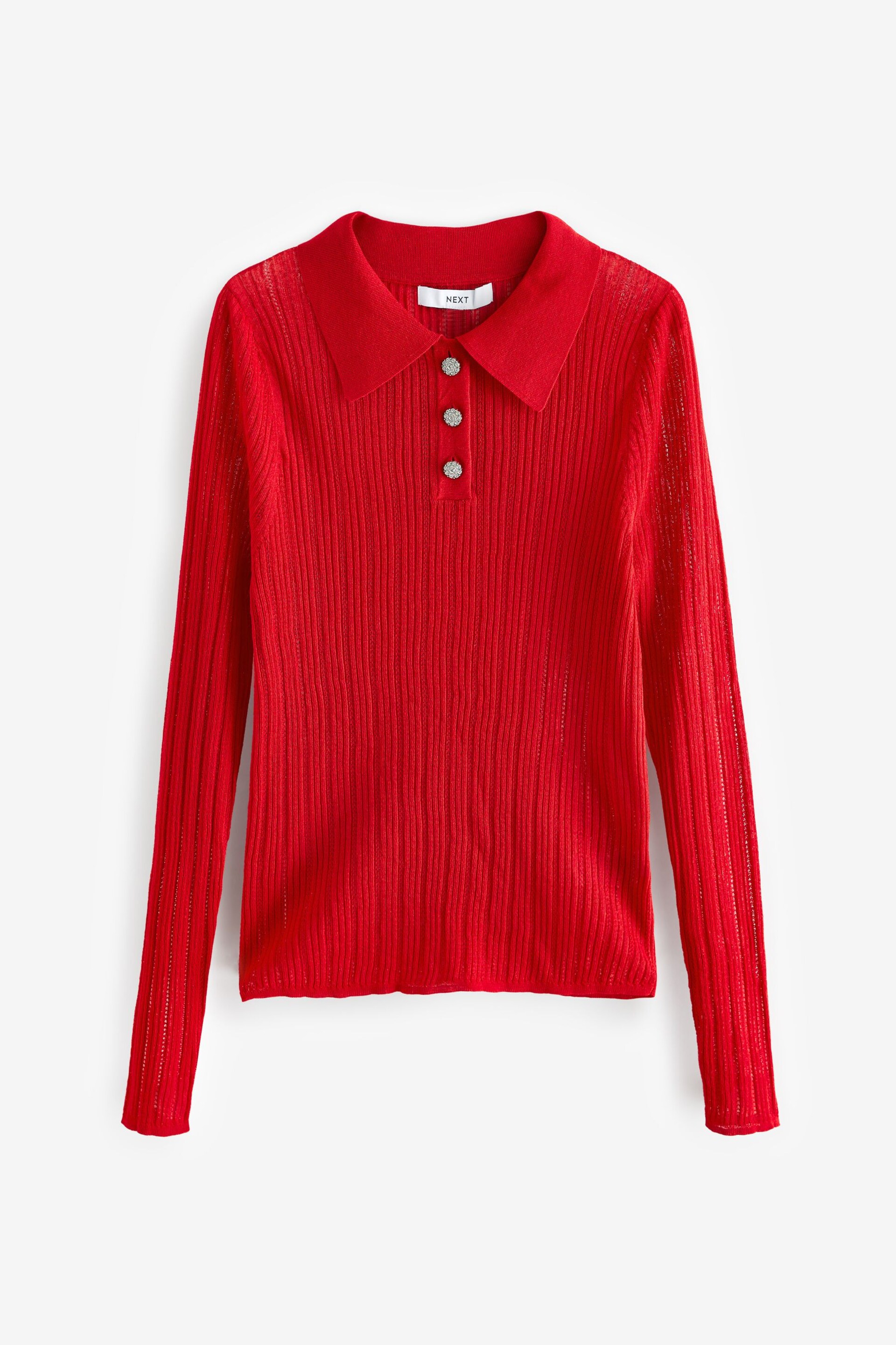 Red Gem Button Polo Neck Jumper - Image 5 of 6